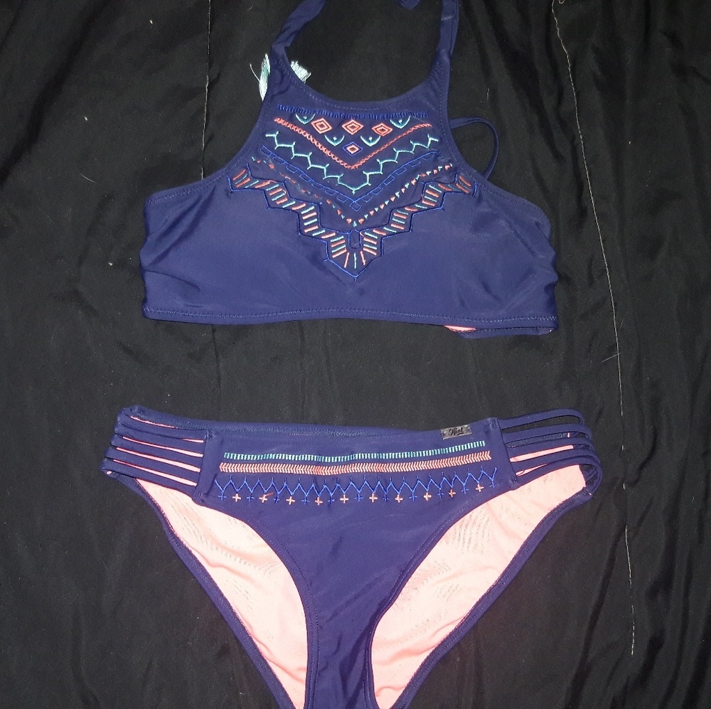 Heat blue and orange bikini set